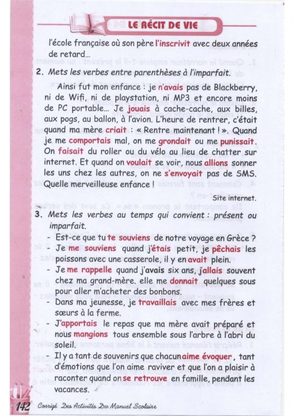 كتاب حلول أنشطة وتمارين كتاب اللغة الفرنسية للسنة الثالثة متوسط الجيل الثاني